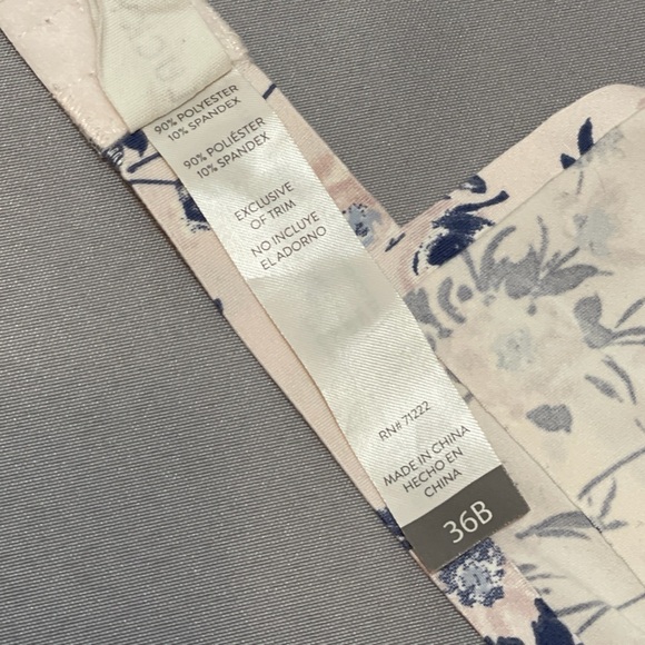 Lucky Brand Wireless Floral Full Coverage Bra Stretch Pink Blue 36B Feminine - Picture 11 of 11